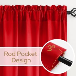 HOMEIDEAS Christmas Non-See-Through Red Privacy Sheer Curtains, 52 X 96 Inches - Image 6