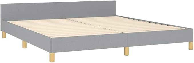 Bed Frame with Headboard Scandinavian Bed Frame Rectangular Bedroom Furniture - Image 5