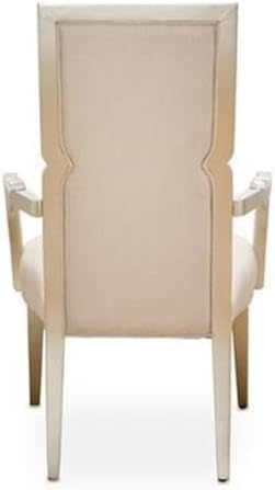 MICHAEL AMINI Camden Court 19" Wood/Linen Fabric Dining Arm Chair in Pearl Ivory - Image 6