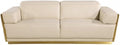 40 x 89 x 43 in. Beige & Gold Leather Sofa by Unknown