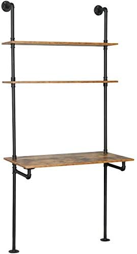 ZIOTHUM Wall Mounted Desk with Shelves, Industrial Ladder Style Floating Desk - Image 9