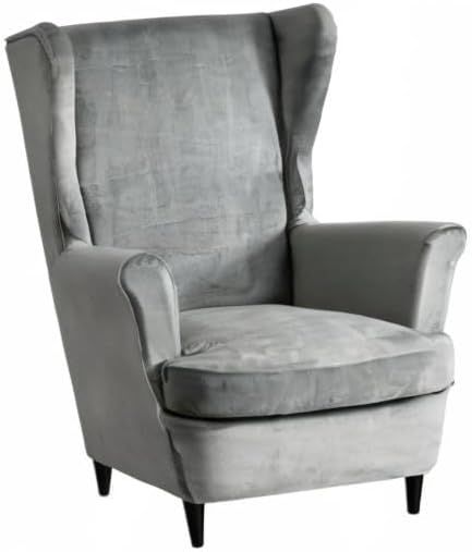 KRFOONN Wingback Chair Cover Slipcovers 2 Piece Stretch Velvet Plush Wing Chair - Image 7