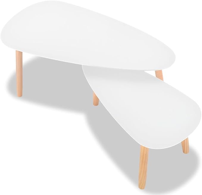 Scandinavian Style Coffee Table Set, Minimalist Pine and MDF Side Tables - Image 5
