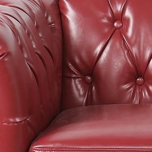 Chesterfield 3 Seater Sofa, Modern Leather Tufted Couch 3 Seater - Image 7