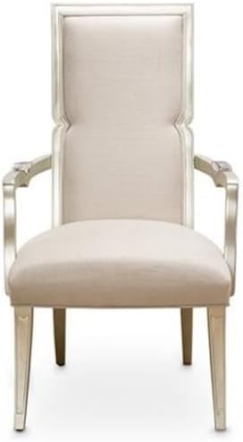 MICHAEL AMINI Camden Court 19" Wood/Linen Fabric Dining Arm Chair in Pearl Ivory - Image 4