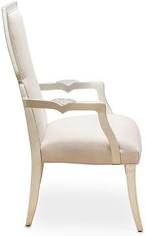 MICHAEL AMINI Camden Court 19" Wood/Linen Fabric Dining Arm Chair in Pearl Ivory - Image 5