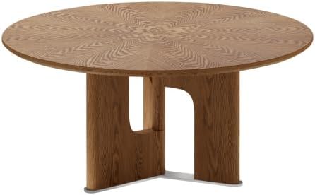 Mid-Century Modern Living Room Set – 31.5" Round Rustic Ash Wood Coffee Table & - Image 9