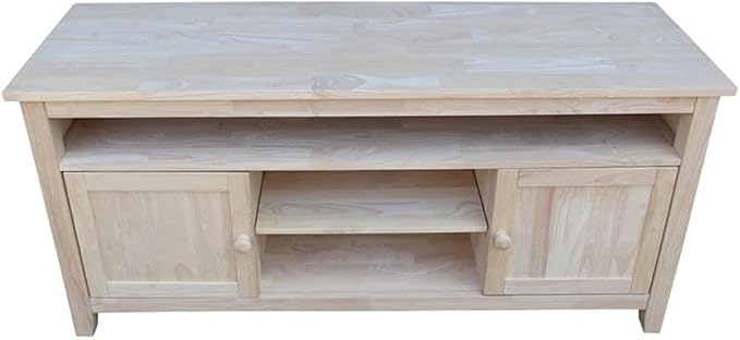 Entertainment TV Stand with 2 Doors Unfinished Solid Parawood 57"W x 18"D x 26"H - Image 8