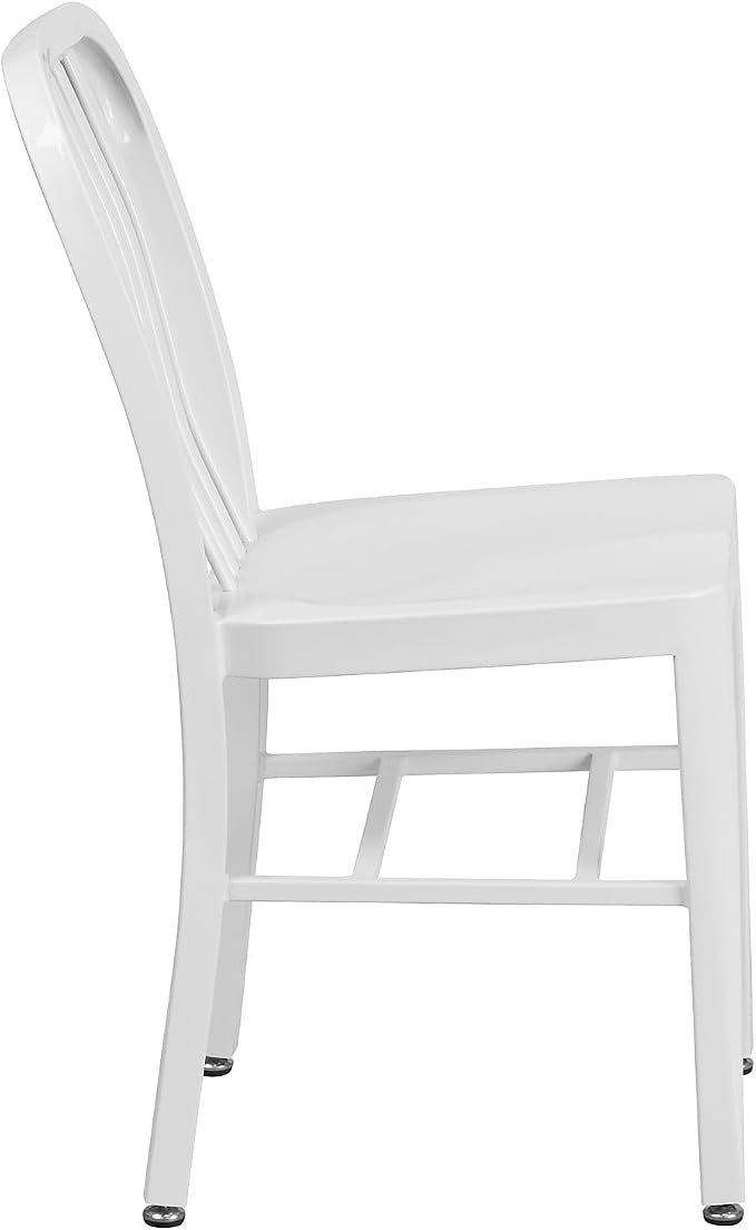 Flash Furniture Commercial Grade White Metal Indoor-Outdoor Chair - Image 7