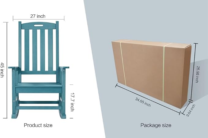 Psilvam Oversized Outdoor Rocking Chair Set of 2, HDPE Porch Rocker - Image 4