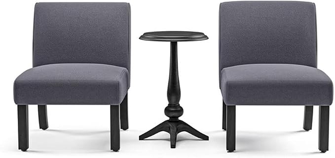 BOWERY HILL 3-Piece Accent Table and Chair Set, MDF and Birch Wood, by BOWERYHILL