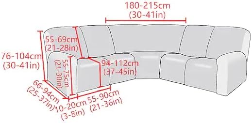 LightInTheBox 7-Piece Velvet Stretch Reclining Couch Covers 5 Seats Corner Sofa - Image 5