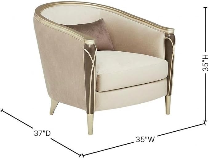 Michael Amini Villa Cherie Brown Side Chair Porcini Velvet Upholstery Solid & - Image 3