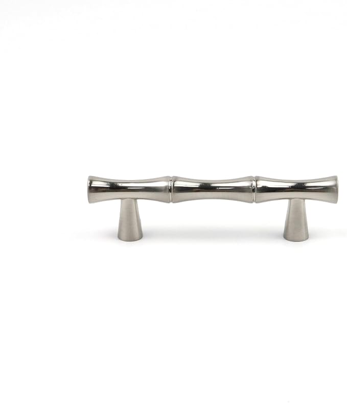 2PCS Bamboo Cabinet Handles, Zinc Alloy Silver Drawer Pull, 2.5 Inch Hole - Image 3