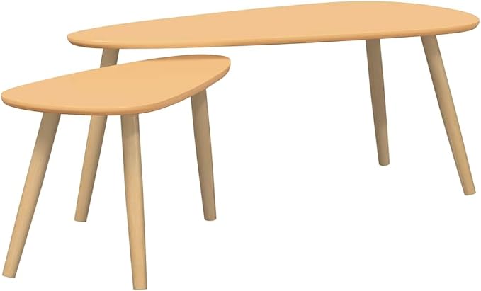 Coffee Table Set of 2, Nesting Living Room Tables, Solid Pine Wood and MDF - Image 2