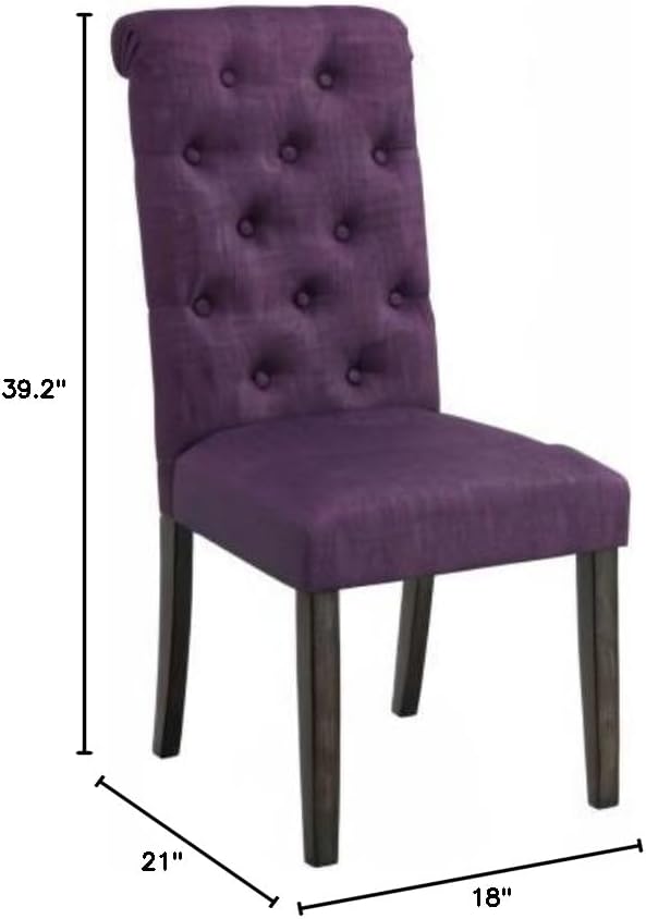 Roundhill Furniture Leviton Solid Wood Tufted Parsons Dining Chairs - Image 2
