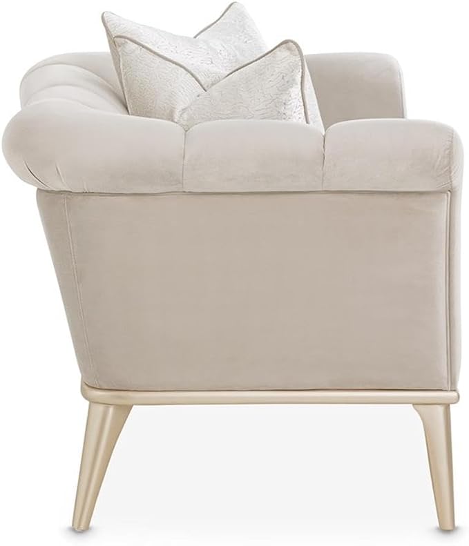 MICHAEL AMINI Yvette Chair and a Half in Porcini Velvet and Champagne Wood Frame - Image 7