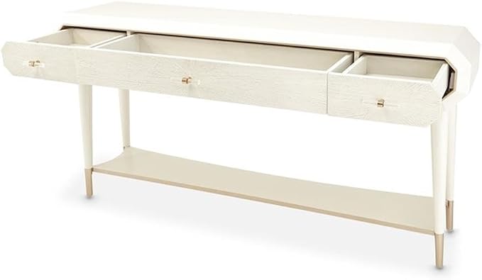 MICHAEL AMINI La Rachelle 3 Drawer Console Table in Champagne Ivory - Image 9