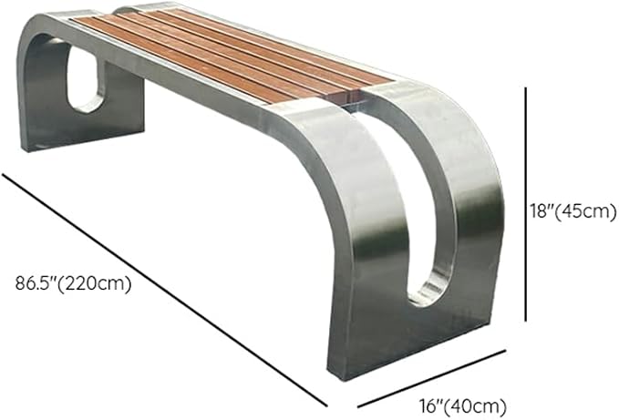 LITFAD Outdoor Indoor Bench Stainless Steel Metal Park Bench - Image 2