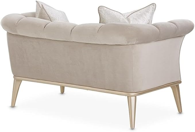 MICHAEL AMINI Yvette Chair and a Half in Porcini Velvet and Champagne Wood Frame - Image 8