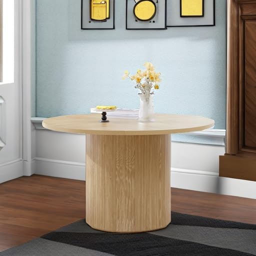 weselon Round Dining Table for 4, Modern Farmhouse Kitchen Table, 47 Inch Small - Image 5