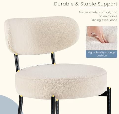 DUMOS Dining Chairs Set of 2, Mid Century Modern Chair Round Upholstered Curved - Image 4