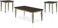 Bowery Hill 3-Piece Coffee Table Set, Antique White and Brown Finish, MDF and by BOWERYHILL