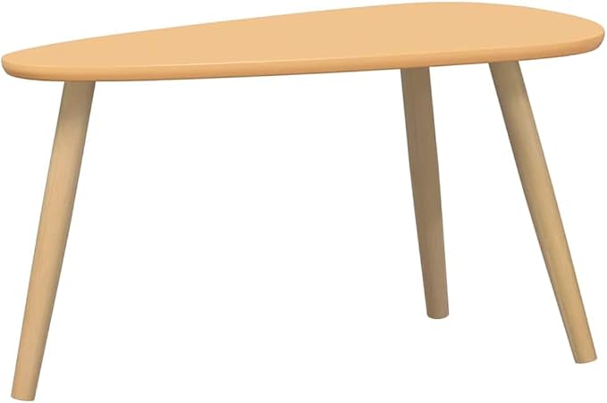 Brown Solid Pine Wood Coffee Table Set of 2, MDF Two-Piece Scandinavian Design - Image 3
