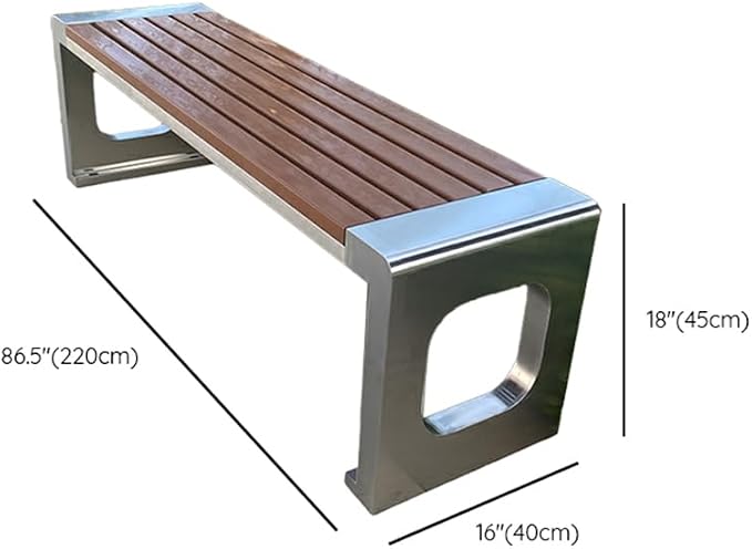 LITFAD Outdoor Indoor Bench Stainless Steel Metal Park Bench - Image 2