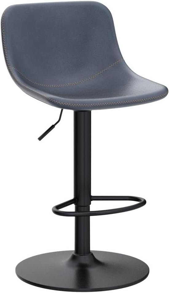 Adjustable Bar Stools Set of 2, Mid Century Modern Swivel Bar Stools, - Image 5