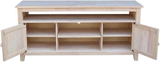 Entertainment TV Stand with 2 Doors Unfinished Solid Parawood 57"W x 18"D x 26"H - Image 6