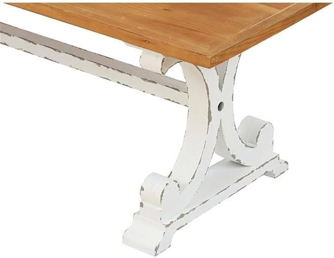 LuxenHome 45" Farmhouse Entry Table, Rustic Bench, Distressed White Coffee Table - Image 7