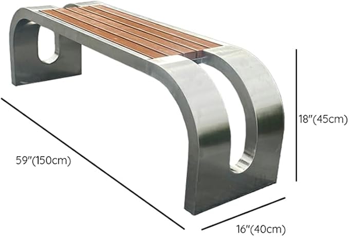 LITFAD Outdoor Indoor Bench Stainless Steel Metal Park Bench - Image 2