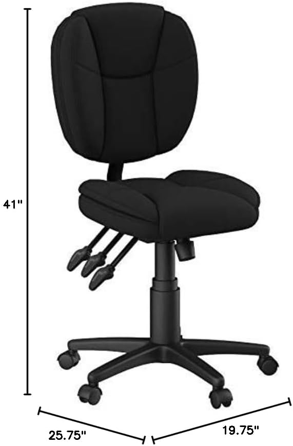 Flash Furniture Caroline Mid-Back Black Fabric Multifunction Swivel Ergonomic - Image 3
