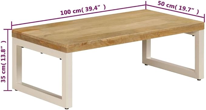 Solid Mango Wood Coffee Table 39.4"x19.7"x13.8" Rectangular Accent Table - Image 2