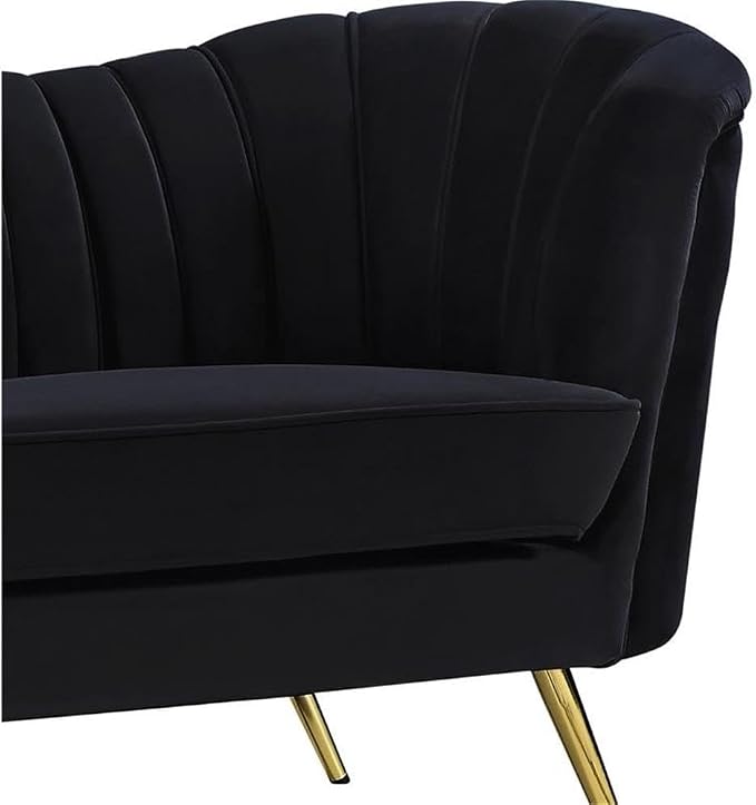 Home Square 2-Piece Set with Velvet Accent Chair and Chaise in Black and Gold - Image 6
