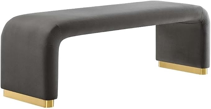 Modway EEI-6734-BRA-STG Koda Performance Velvet Waterfall Long Bench, Brass by Modway