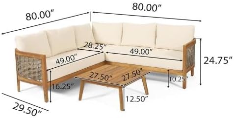 Merax 4 Piece Rattan Sofa Paito Conversation Set, All-Weather Acacia Wood - Image 8