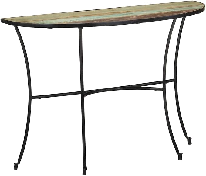 Solid Reclaimed Wood Side Table, Mixed Color Finish, 15.7x43.3x30.3 Inch Console by Unknown