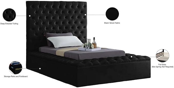 Meridian Furniture Bliss Collection Modern | Contemporary Velvet Upholstered Bed - Image 7