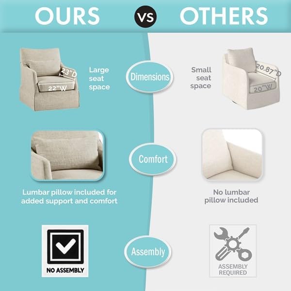 Martha Stewart 360° Mint Swivel Chair, Modern Classic Skirted Armchair - Image 12
