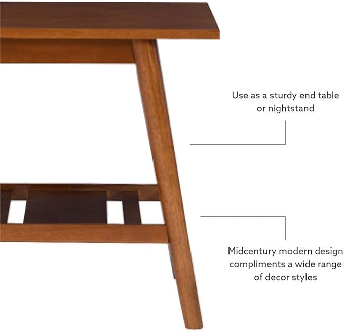 Linon Samantha Mid-Century Modern Living Room Wood Single Shelf End Table in - Image 9