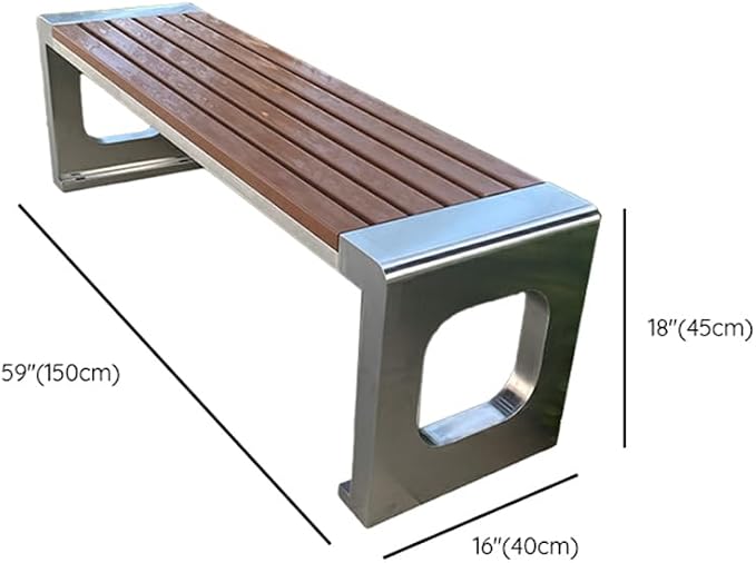 LITFAD Outdoor Indoor Bench Stainless Steel Metal Park Bench - Image 2