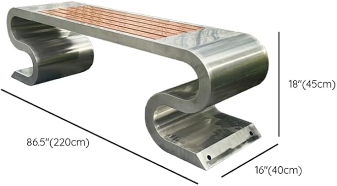 LITFAD Outdoor Indoor Bench Stainless Steel Metal Park Bench - Image 2