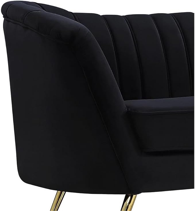 Home Square 2-Piece Set with Velvet Accent Chair and Chaise in Black and Gold - Image 7