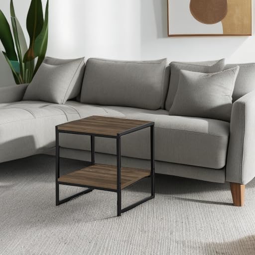 FURINNO Camnus Modern Living 2-Tier End Table, Columbia Walnut, 15.9 in x 15.75 - Image 6