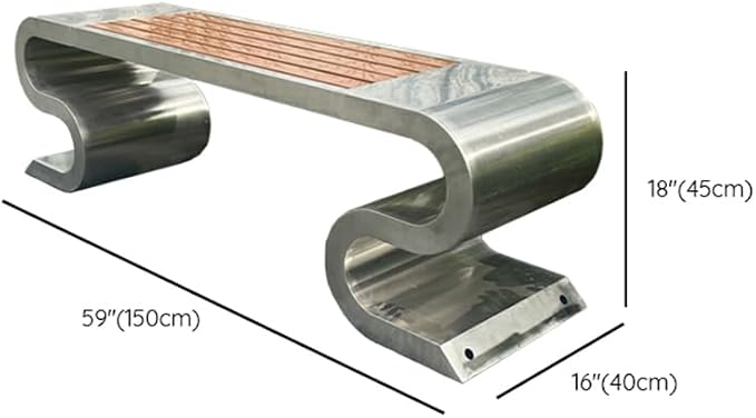 LITFAD Outdoor Indoor Bench Stainless Steel Metal Park Bench - Image 2