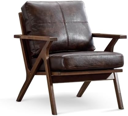 Bonzy Home PU Leather Small Accent Chair, Mid Century Modern Comfy Chairs - Image 6