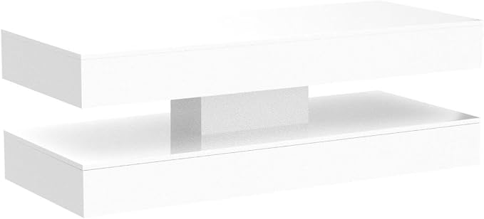 Uspeedy 47.3in Large High Glossy LED Coffee Table - Image 5