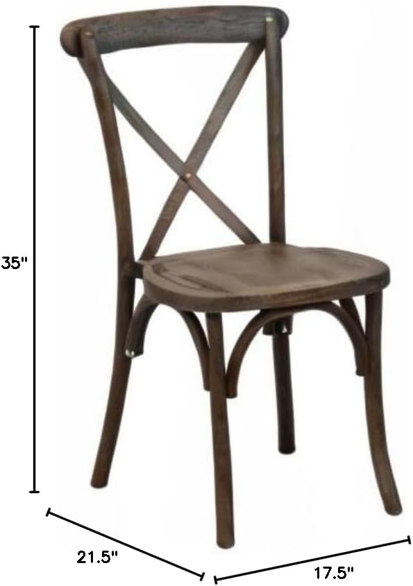 EMMA + OLIVER Gray Wash Dark Driftwood X-Back Chair - Image 2